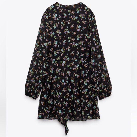 NWT ZARA SHORT FLORAL PRINT DRESS MULTICOLORED SIZE XS NWT - Picture 5 of 7